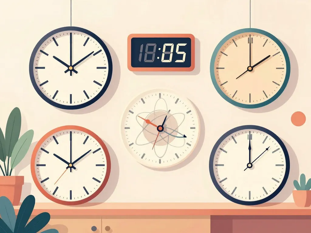 panorama horloge du temps murale digitale atomique biologique