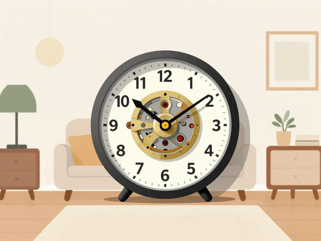 horloge flip flap moderne dans salon style rétro