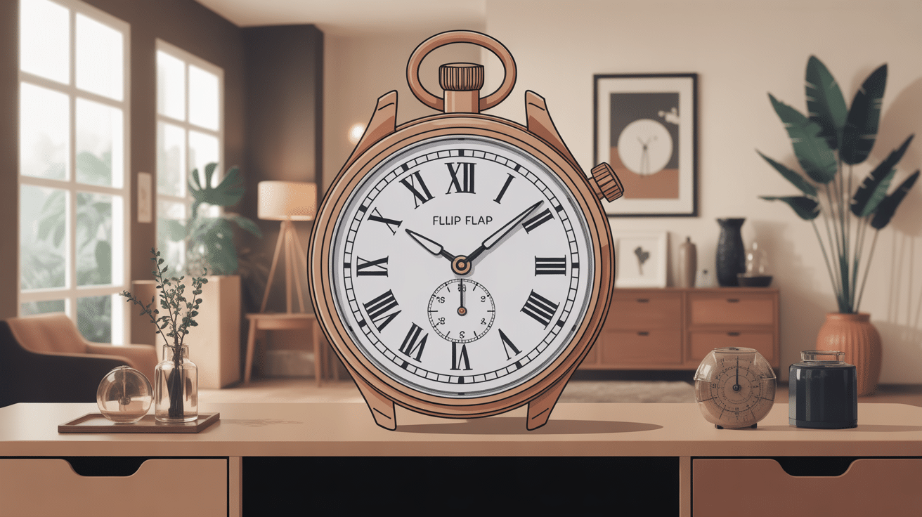horloge flip flap dans intérieur contemporain design rétro