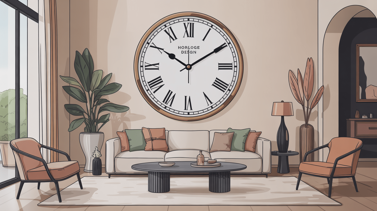 horloge murale design pour salon grande pièce déco moderne