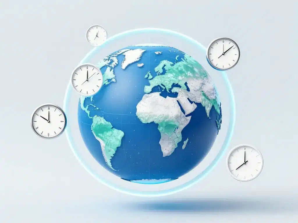 Schéma concept horloge universelle zones mondiales