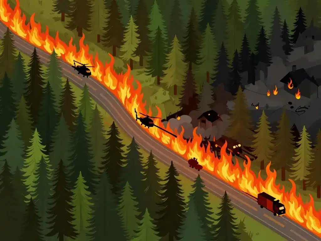 Carte incendie Biganos propagation zones affectées