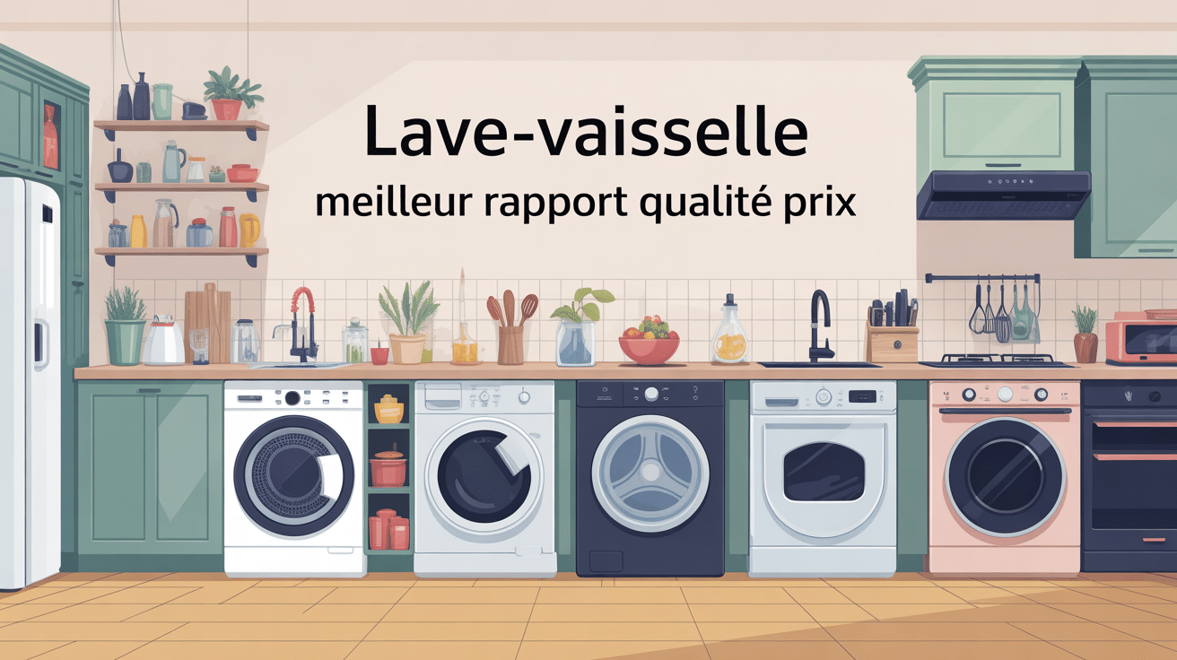 lave vaisselle meilleur rapport qualité prix en cuisine moderne, illustration vectorielle
