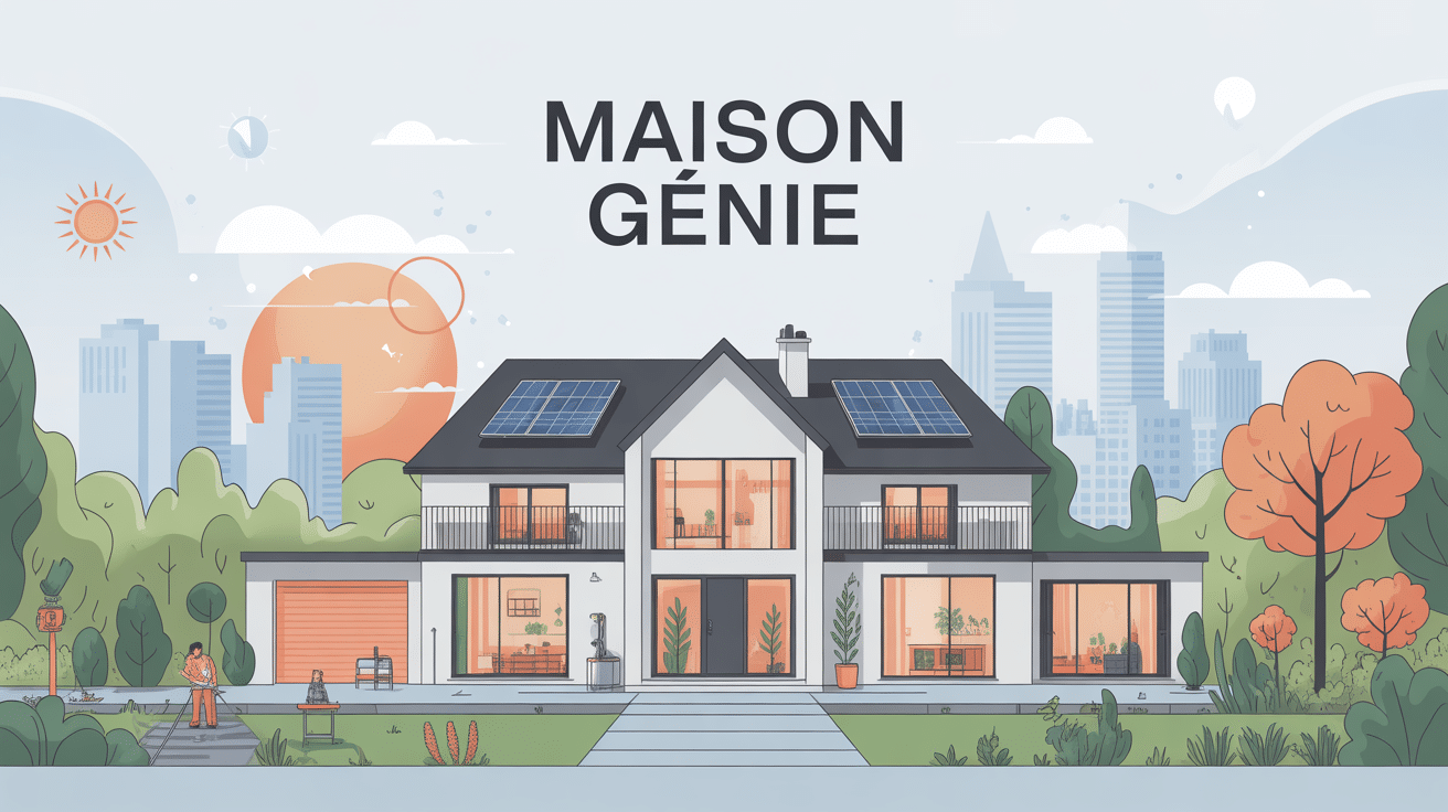 maison génie illustration moderne avec domotique et énergie