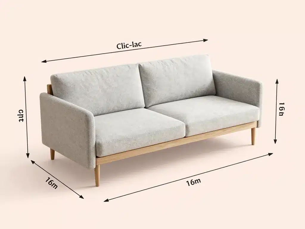 diagramme mesures housse clic clac 140x200