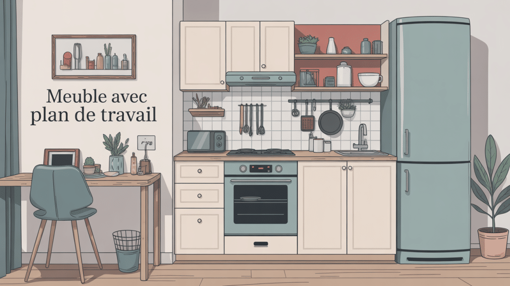meuble avec plan de travail illustration déco multifonction