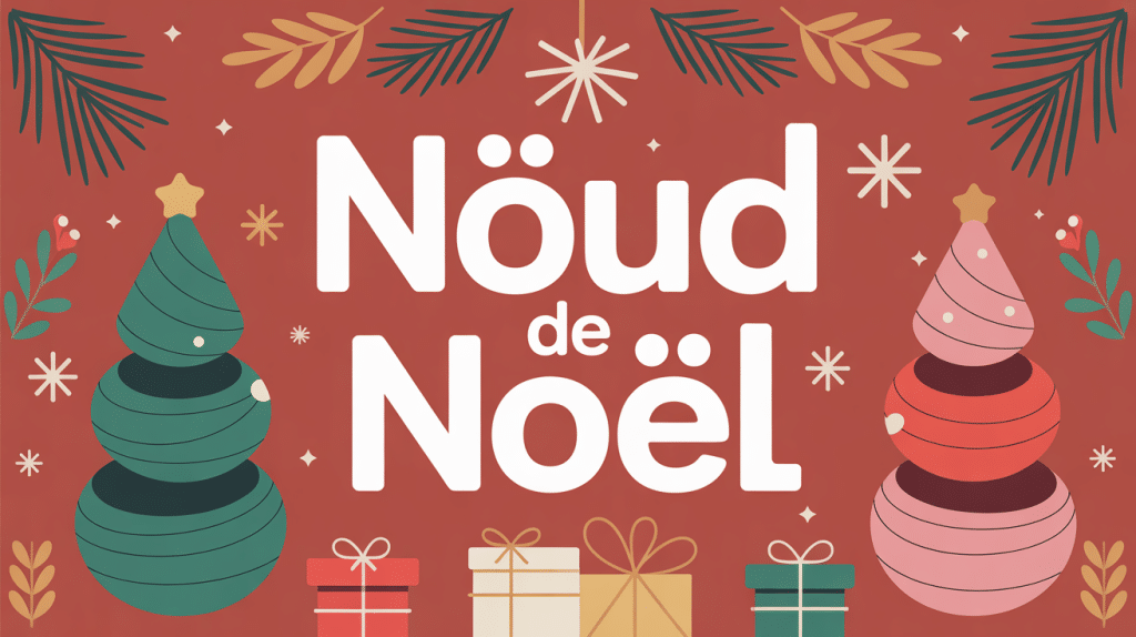 illustration noeud noel élégant et facile avec rubans sur fond festif