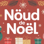illustration noeud noel élégant et facile avec rubans sur fond festif