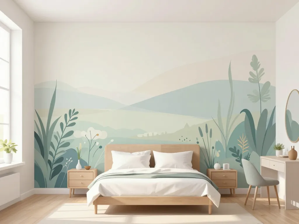 Papier peint panoramique tendance chambre effet transformation visuelle