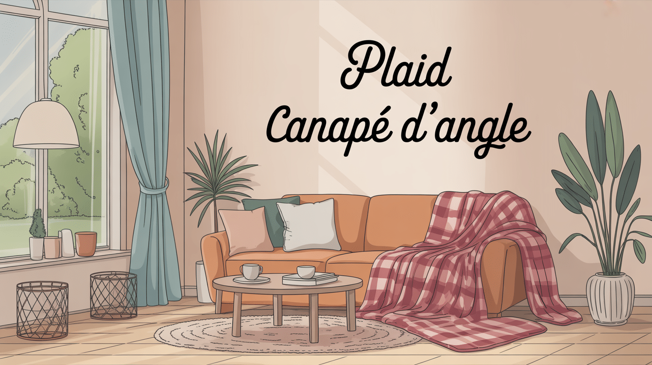 plaid canapé d'angle illustration vectorielle salon moderne