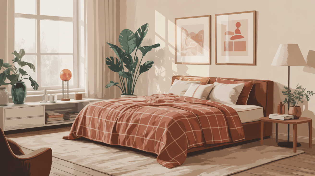 plaid pour grand canapé sur salon contemporain cocooning