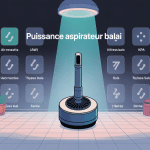 illustration choix puissance aspirateur balai avec AW kPa sols