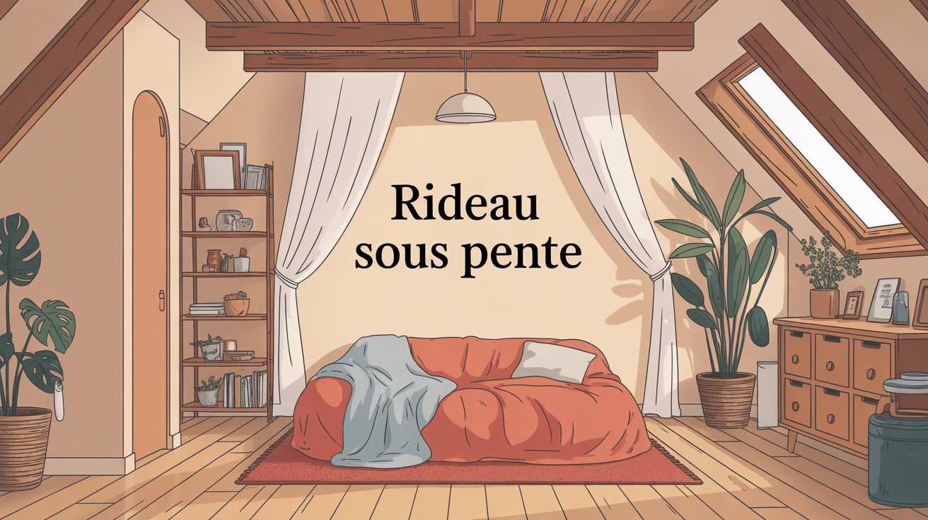 Rideau sous pente élégant dans des combles aménagés