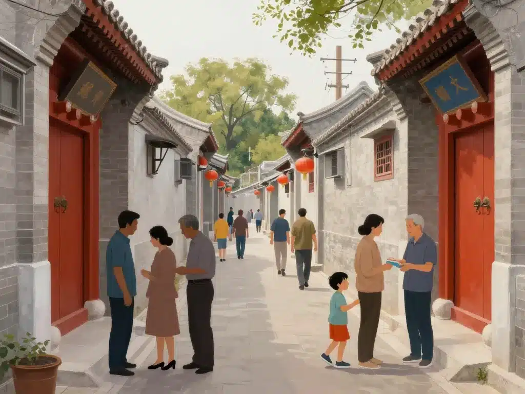 scène rue hutong siheyuan vie quotidienne pékin