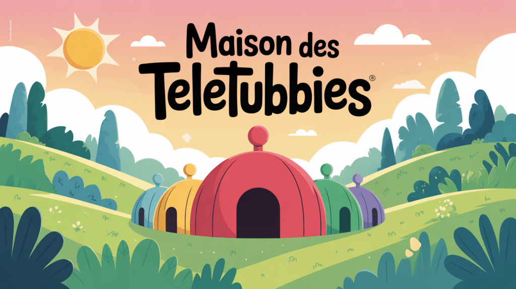 illustration teletubbies maison colline verte et dôme