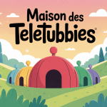 illustration teletubbies maison colline verte et dôme