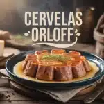Plat de cervelas Orloff doré au four avec lard croustillant et fromage fondu