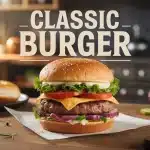 Illustration vectorielle classic burger avec pain brioché et garnitures