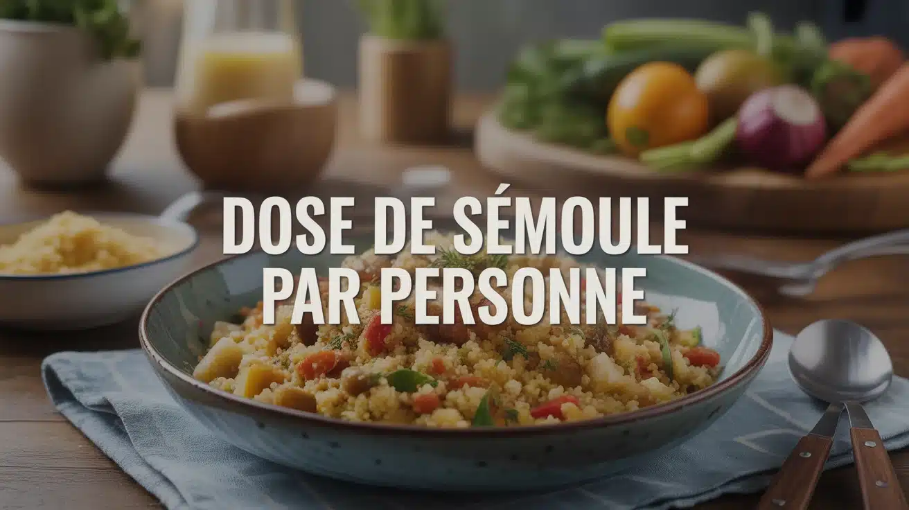 illustration dose de semoule par personne avec couscous et légumes