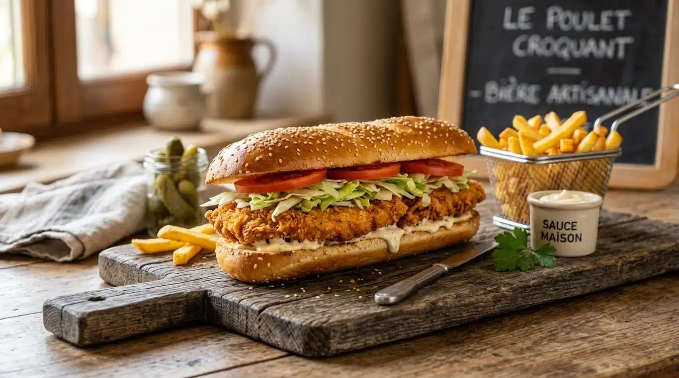 Burger Long Chicken maison appétissant