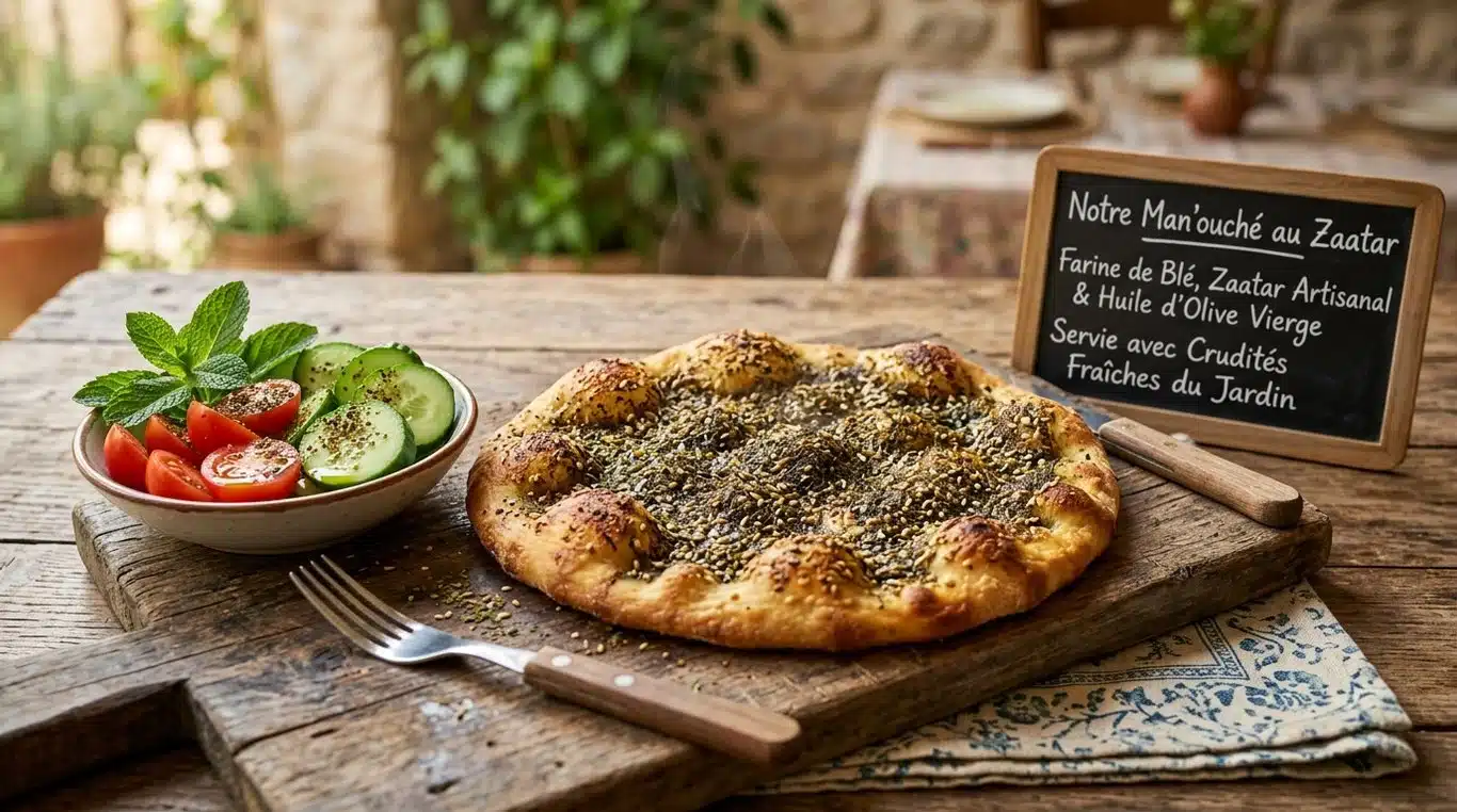 Man'ouché au zaatar traditionnel libanais