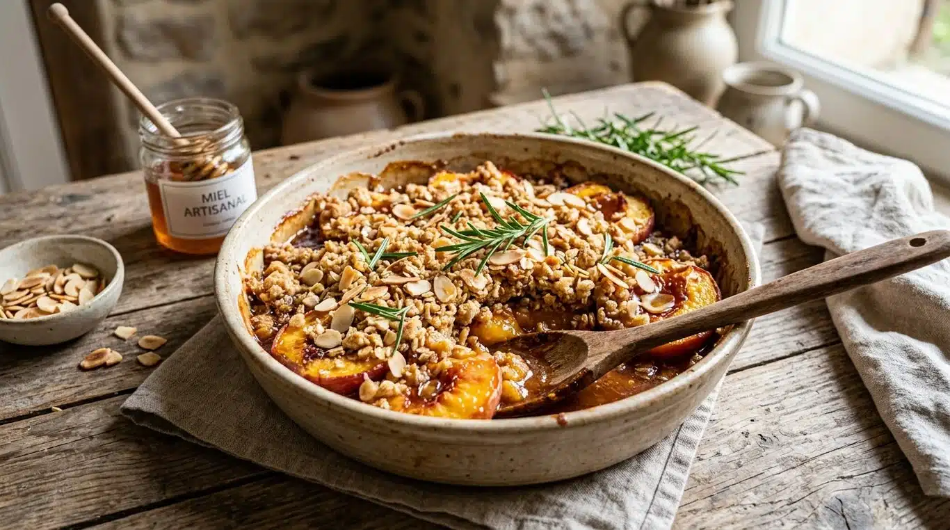 Pêches au four au miel et romarin