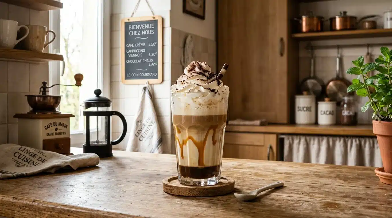 Cappuccino Viennois au caramel préparé avec une machine Cecotec