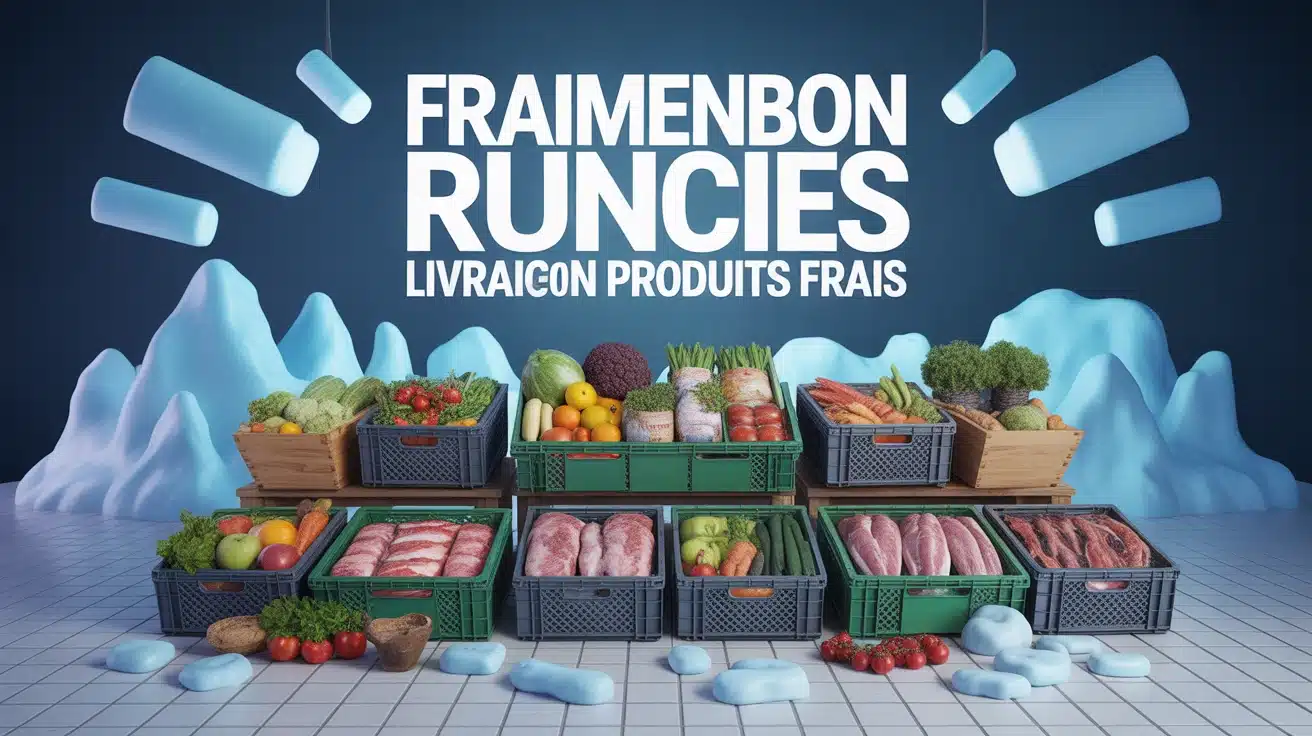 Illustration vectorielle Fraimenbon Rungis livraison produits frais avec caisses de fruits et légumes frais