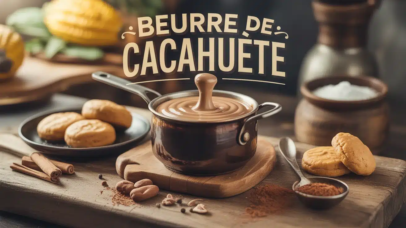 Illustration colorée beurre de cacahuète avec ingrédients et plats