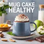Mug cake healthy dans une tasse avec ingrédients naturels