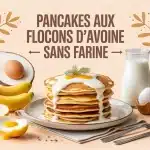 pancakes aux flocons d avoine sans farine sur assiette avec ingredients naturels