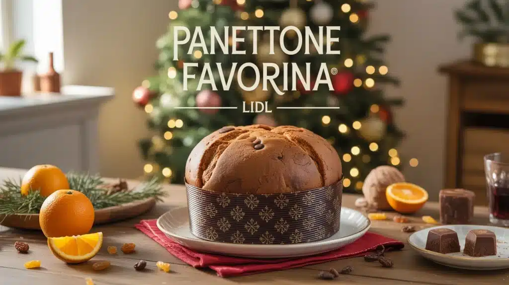 Panettone Favorina Lidl sur table de Noël festive