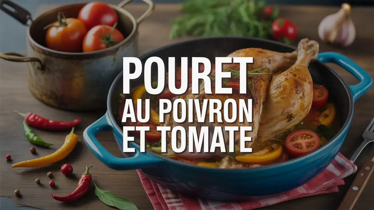 Poulet au poivron et tomate dans cocotte rustique