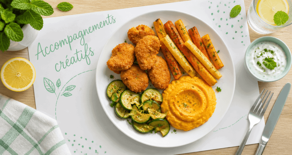 accompagnement nuggets avec légumes et sauce saine