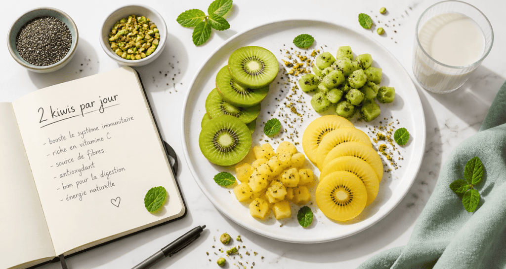combien de kiwis peut on manger par jour assiette kiwis