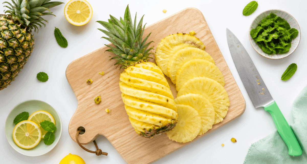 decoupe ananas spirale sur planche