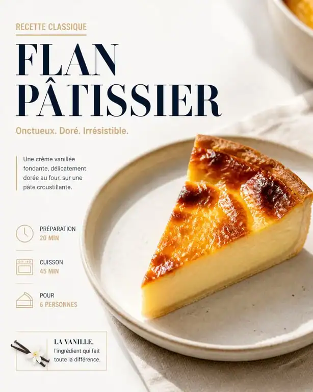 Part de flan pâtissier maison onctueux pour utiliser un surplus d'œufs