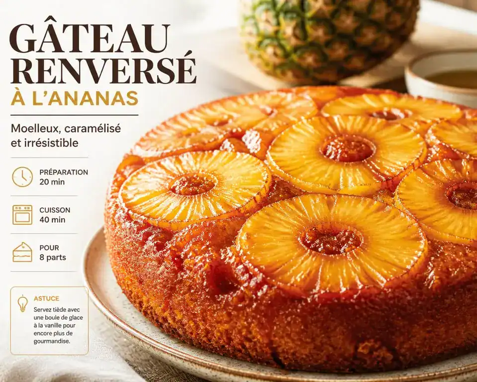 Gâteau renversé à l'ananas, une recette de dessert gourmand et fruité