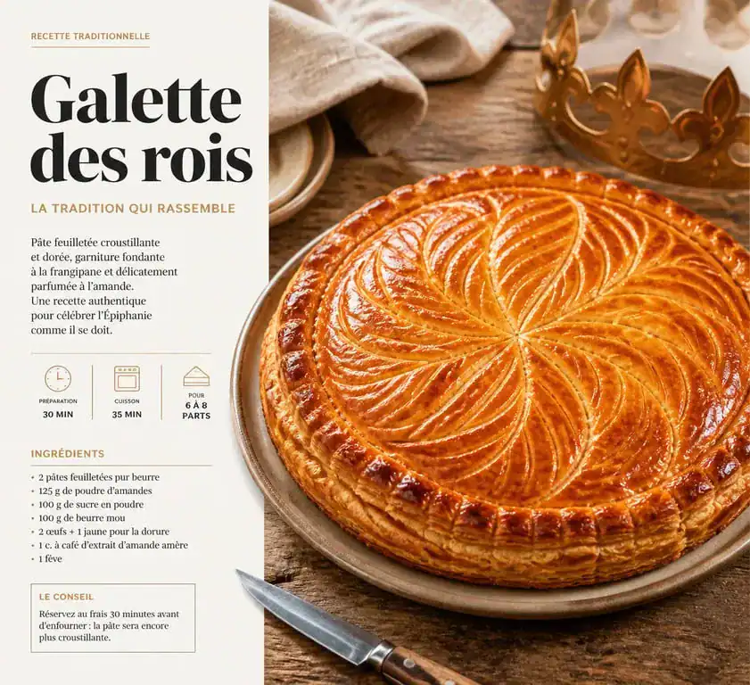 Recette pour la galette des rois maison dorée et croustillante