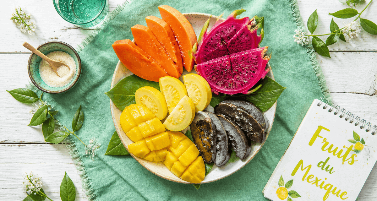 fruit mexique tranches exotiques sur assiette