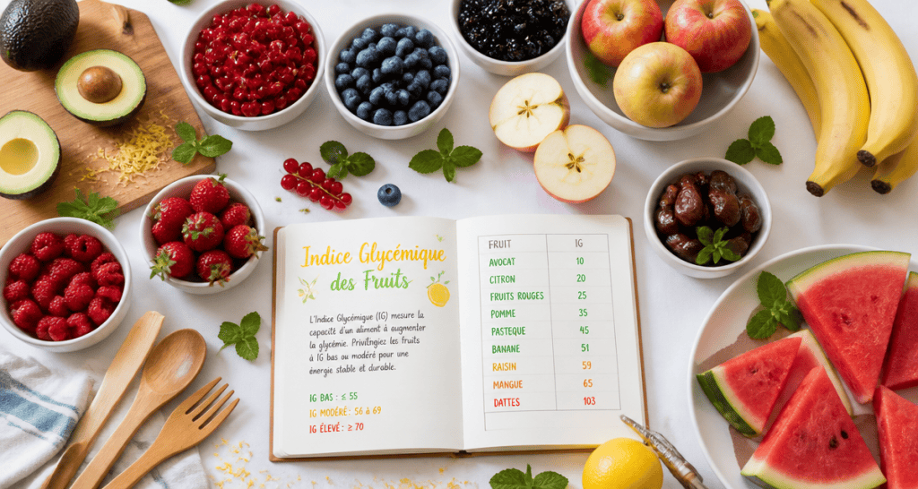 indice glycemique des fruits tableau avec fruits frais