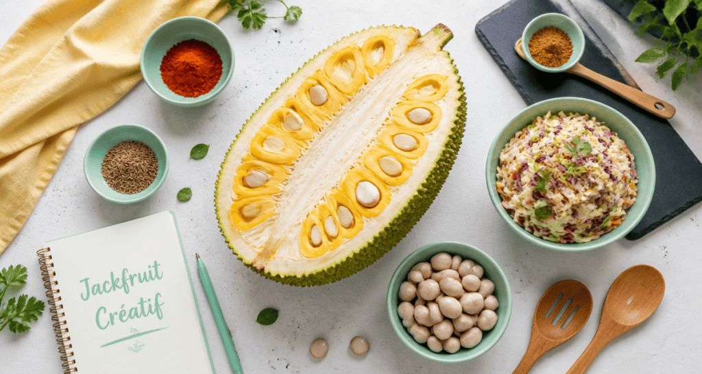 jackfruit jackfruit plat végétal épices salade