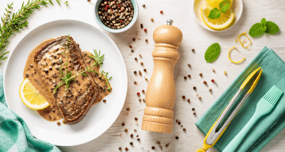 poivre moulin grains steak bois