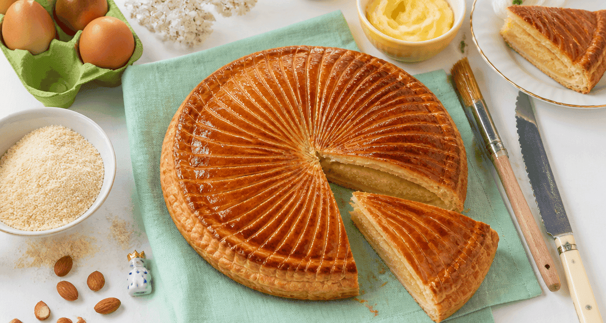 recette pour la galette des rois galette maison dorée sur table