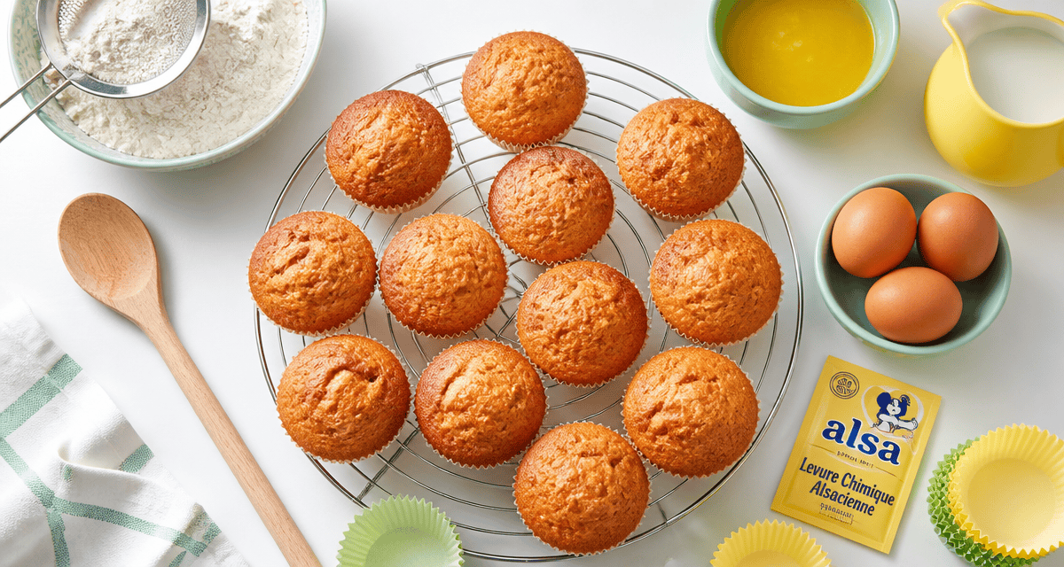 recette pour muffins nature sur grille et ingrédients