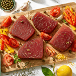 recette thonine à la provençale sur planche avec légumes et herbes