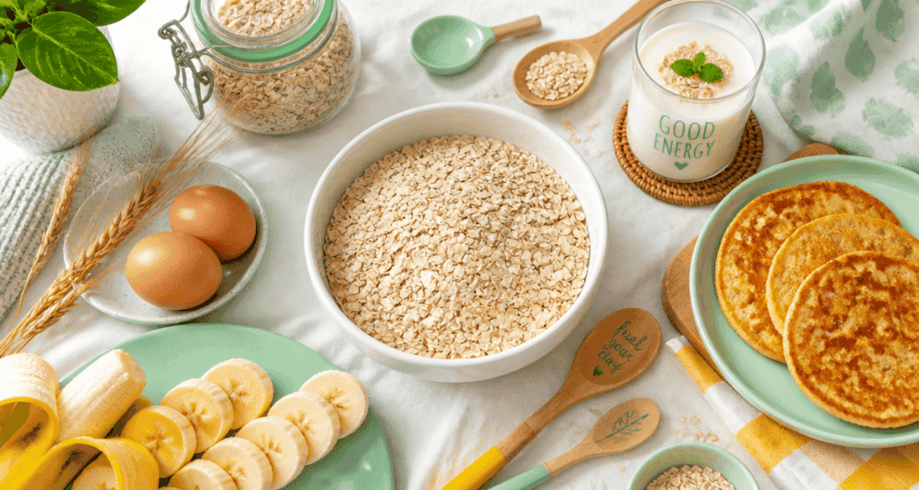son d'avoine recette en cuisine flat lay