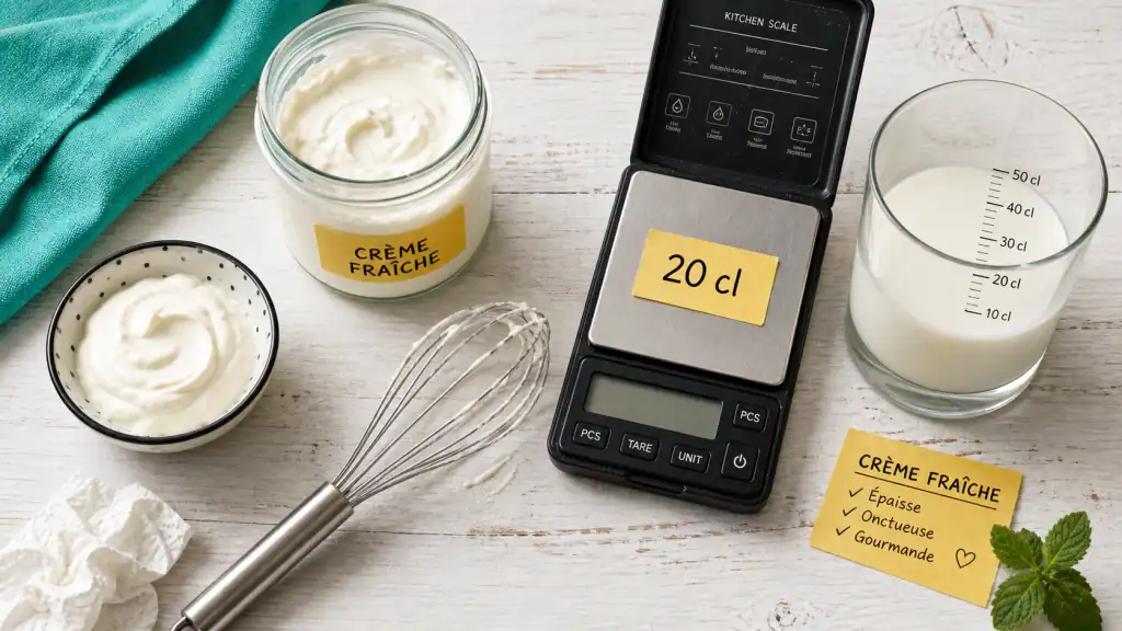 20 cl crème fraîche épaisse en gramme, crème et balance cuisine