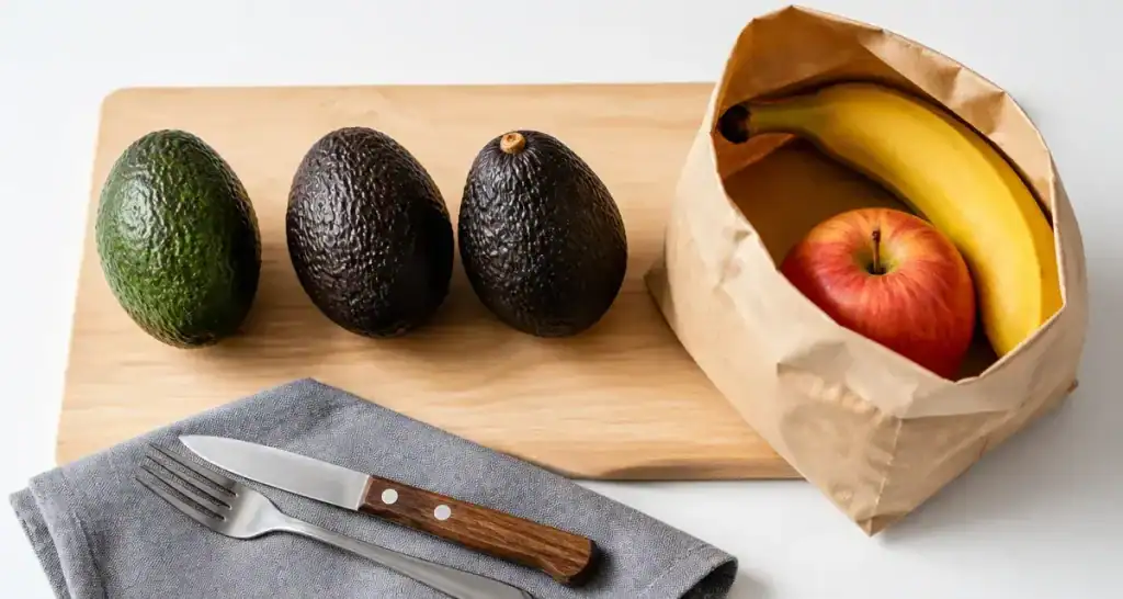 Avocat mure dans un sac papier pour l’attendrir en 24h