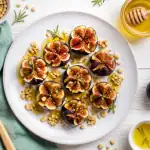 dessert au figues fraiches rôti miel et pignons